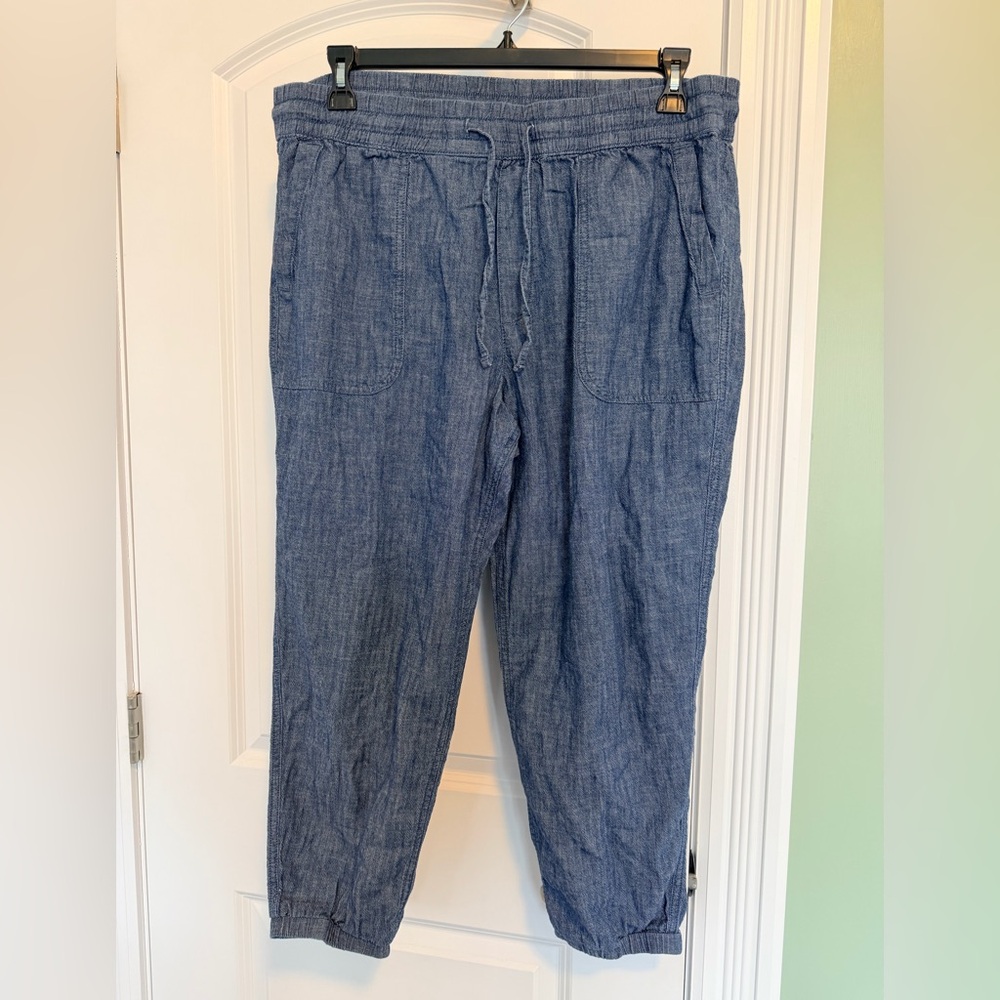 GAP Chambray Jogger Pants Women’s XL Blue Elastic Waist Cotton Casual Lounge